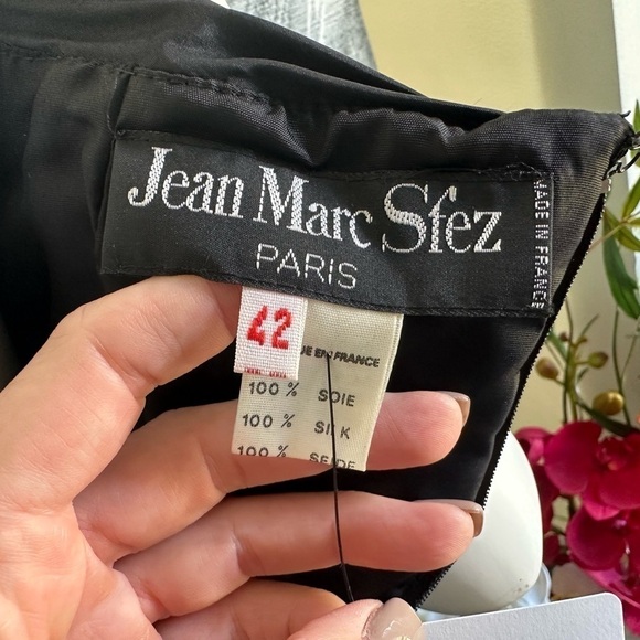 BLACK SILK STRAPLESS SHEATH COCKTAIL DRESS SAKS 5TH AVENUE JEAN MARC SFEZ SMALL - Picture 8 of 9